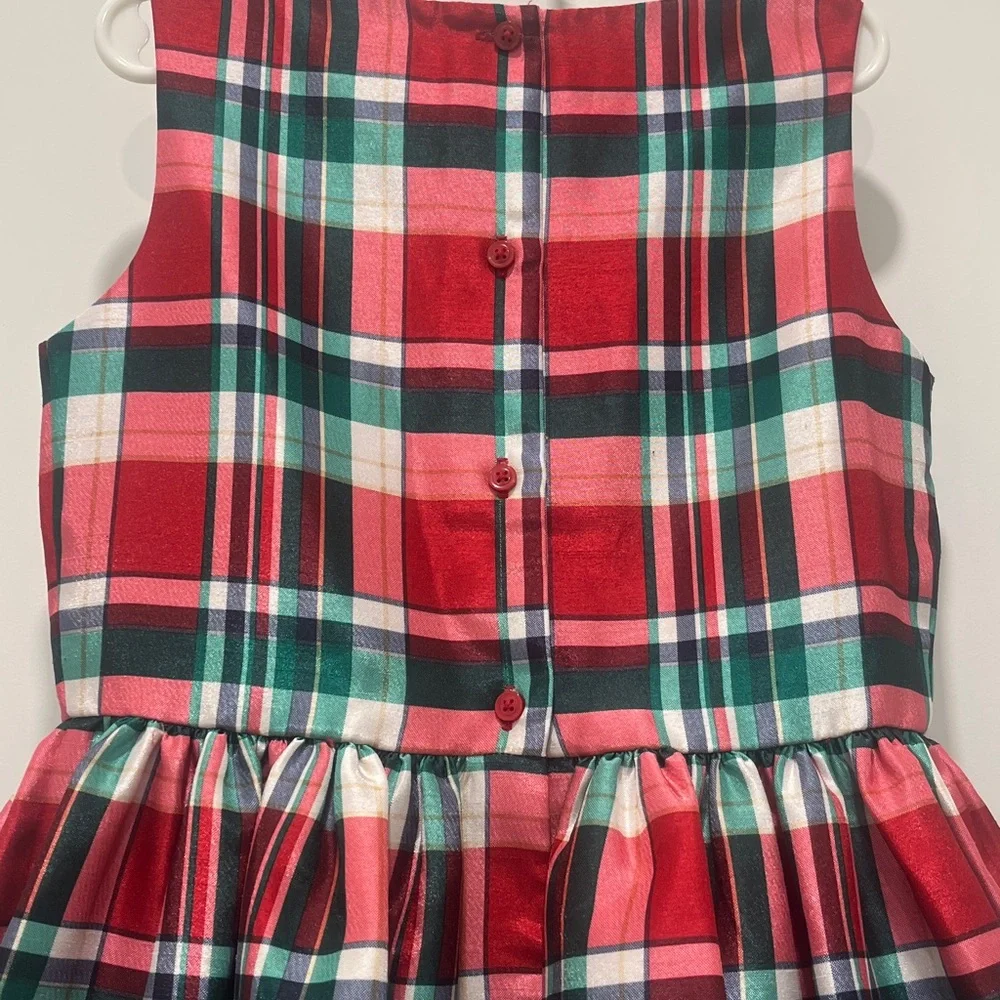 Gymboree Red & Green Plaid Holiday Tartan Sleeveless Party Dress, size 7 Girls